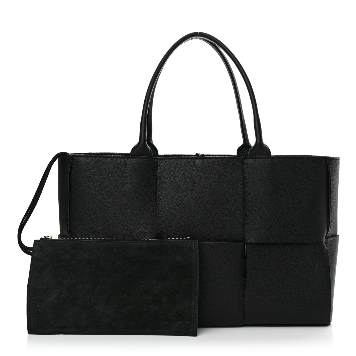 Grained Calfskin Maxi Intrecciato Arco Tote Black