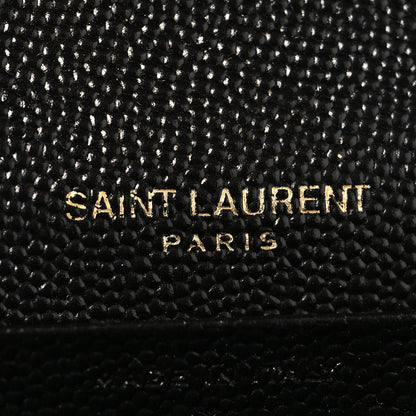 Saint Laurent Grain De Poudre Mixed Matelasse Triquilt Monogram Chain Wallet Black 7 of 10