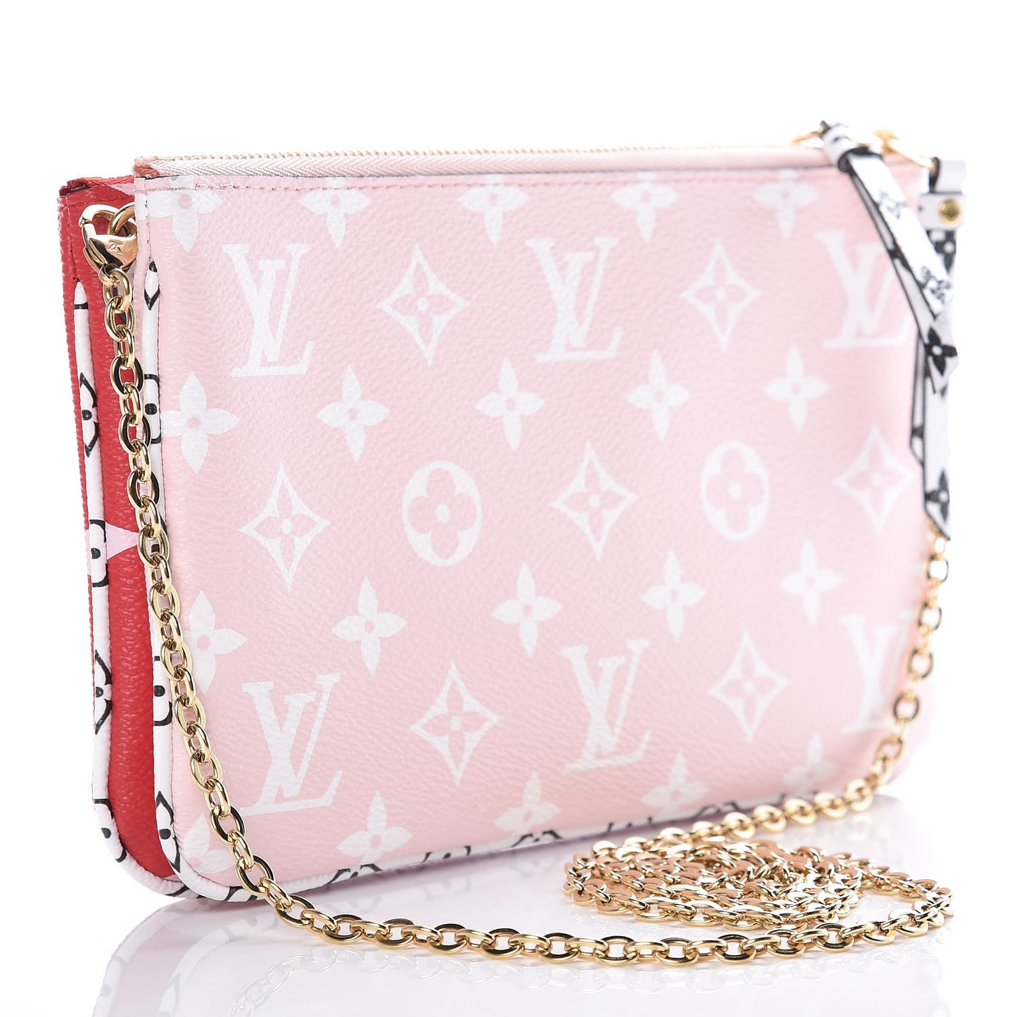 Monogram Giant Double Zip Pochette Rouge