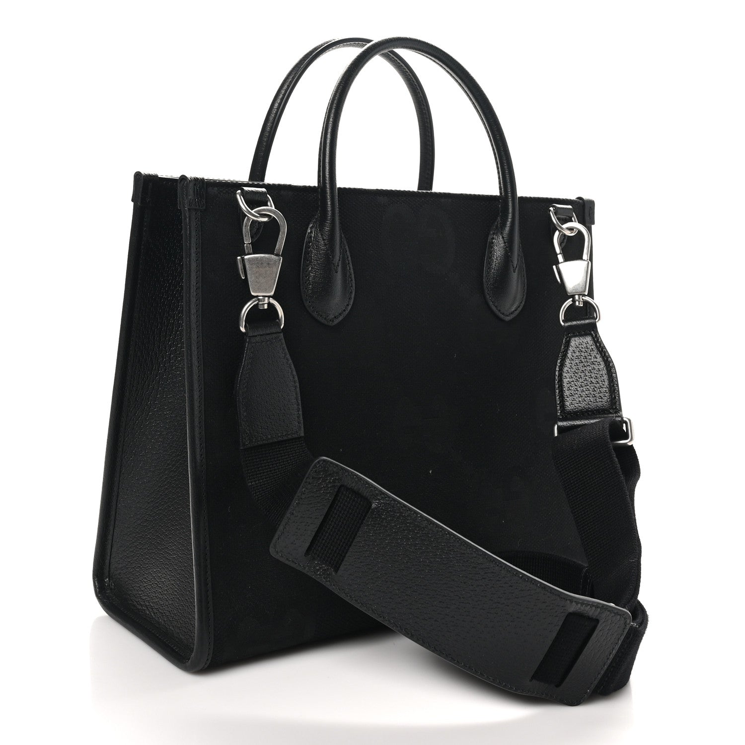 Gucci Monogram Jumbo GG Textured Dollar Calfskin Tote Bag Black 3 of 10