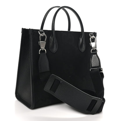 Gucci Monogram Jumbo GG Textured Dollar Calfskin Tote Bag Black 3 of 10