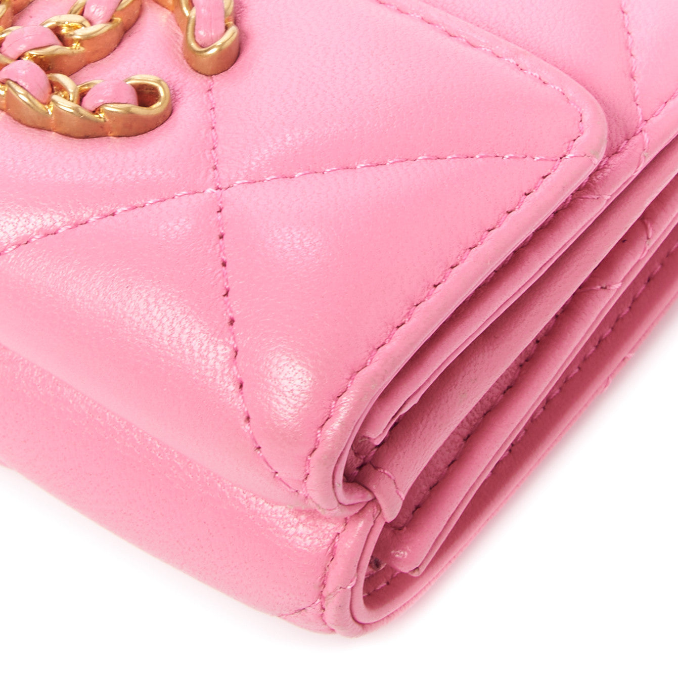Chanel Goatskin Quilted Small Chanel 19 Flap Wallet Pink 4 of 8