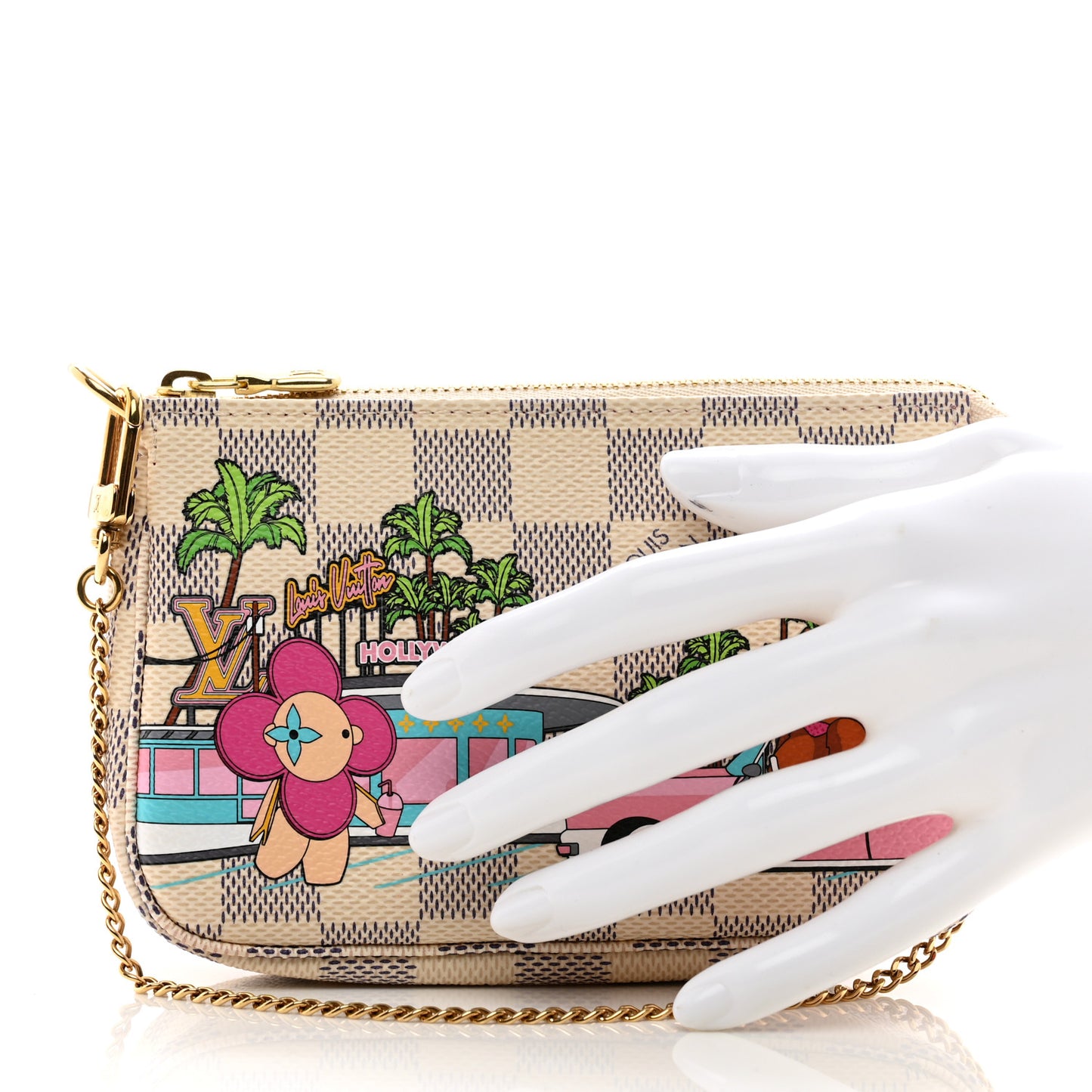Damier Azur 2021 Christmas Animation Hollywood Mini Pochette Accessories Fuchsia