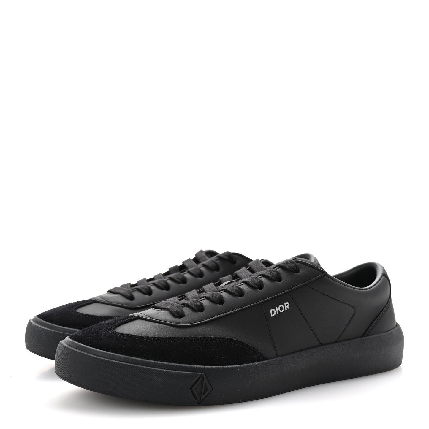 Smooth Calfskin Suede Mens B101 Low Top Sneakers 42.5 Black