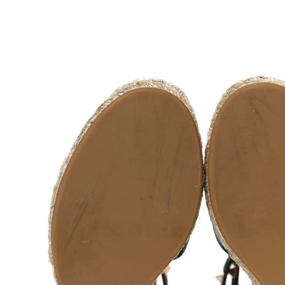 Valentino Garavani Grained Calfskin Rockstud Ankle Wrap Espadrille 15/85mm Wedges 35 Black Light Cuir 9 of 9