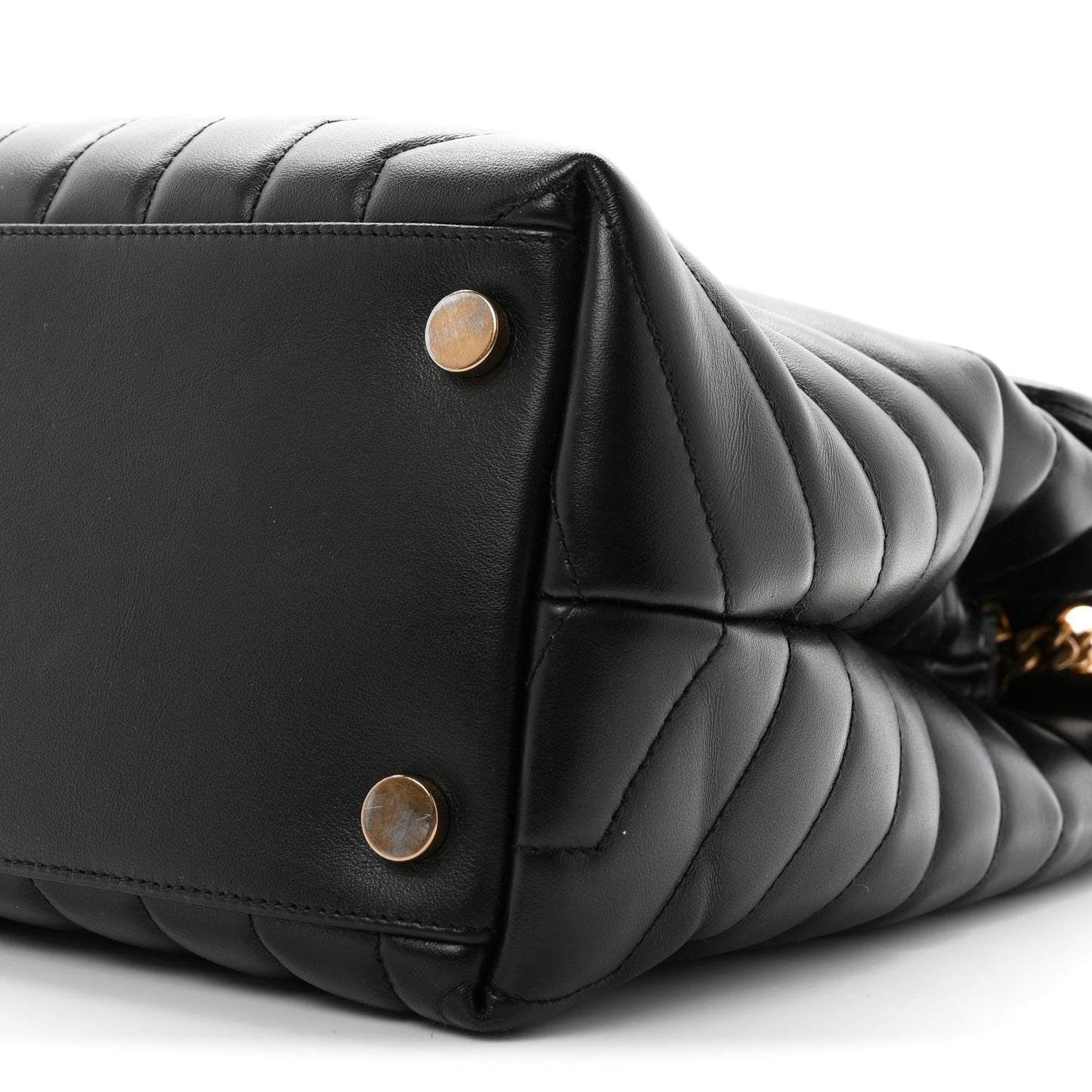 Calfskin Y Quilted Monogram Large Loulou Chain Satchel Black