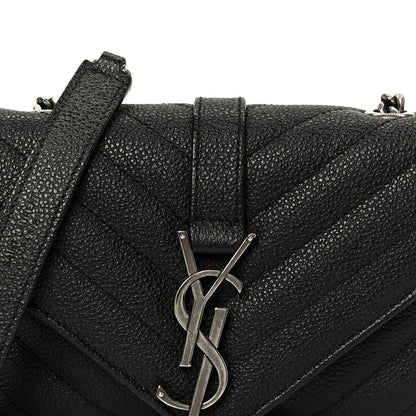 Saint Laurent Grained Calfskin Matelasse Chevron Classic Monogram Baby Chain Bag Black 9 of 11