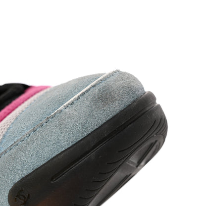 Chanel Fabric Suede CC Sneakers 37 Blue Beige Pink 21 of 21