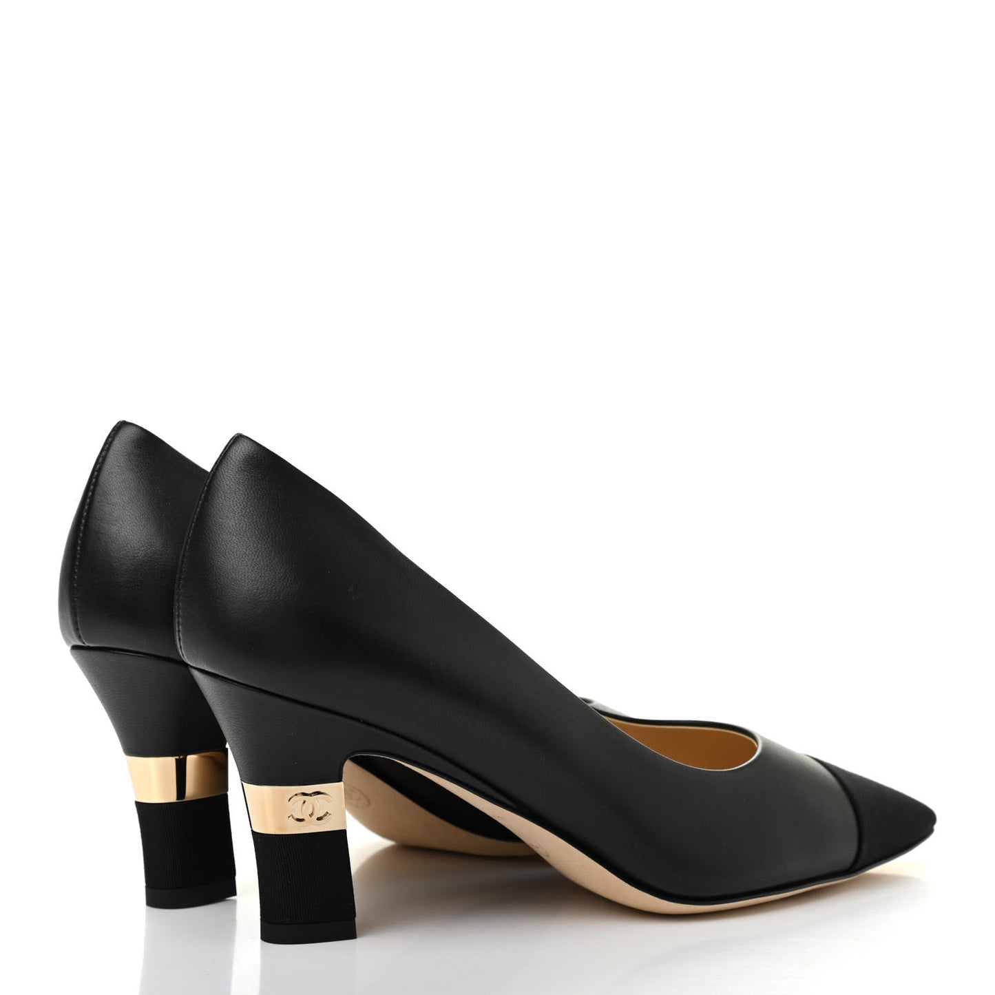 Goatskin Grosgrain Cap Toe CC Pumps 36 Black