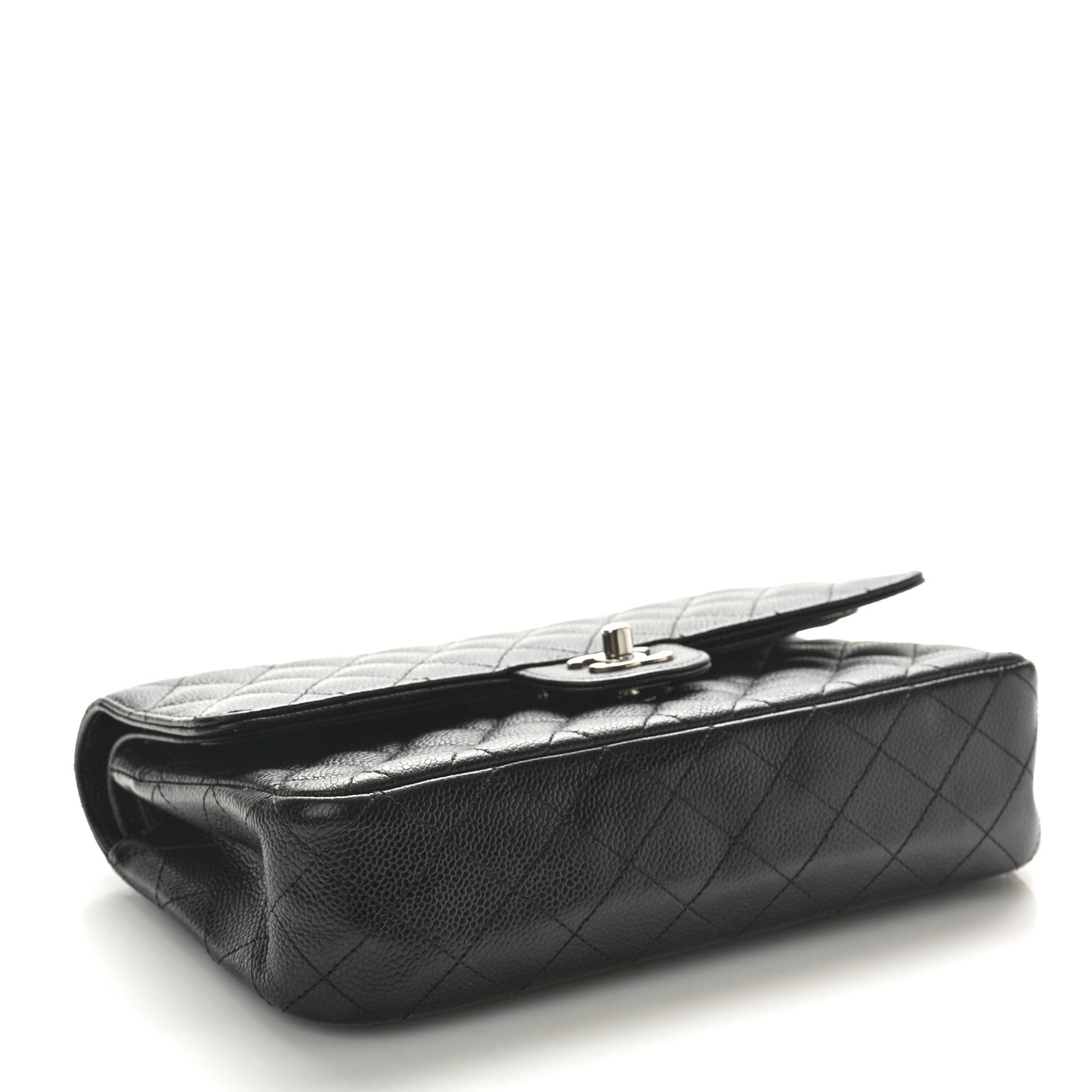 Caviar Quilted Medium Double Flap Black