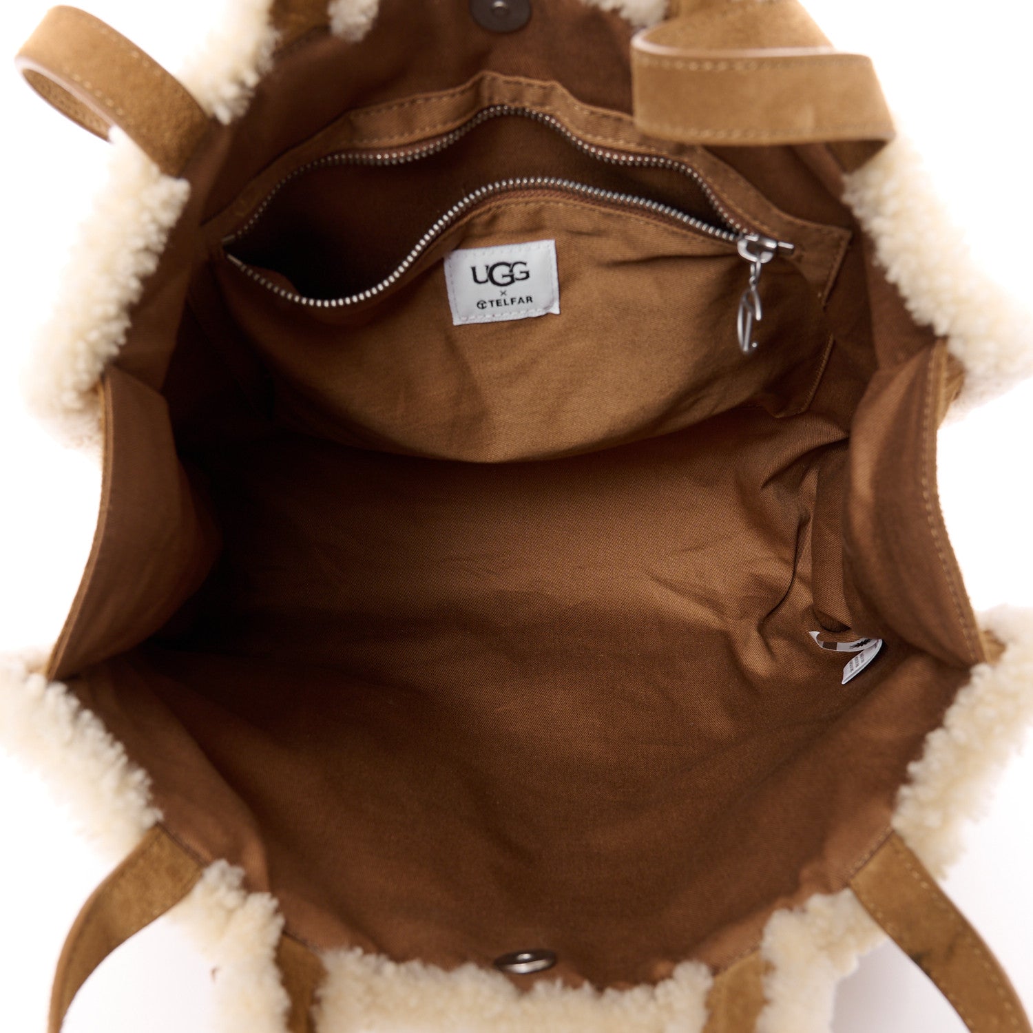 Telfar X UGG Suede Shearling Medium Shopping Bag Chestnut 5 of 12