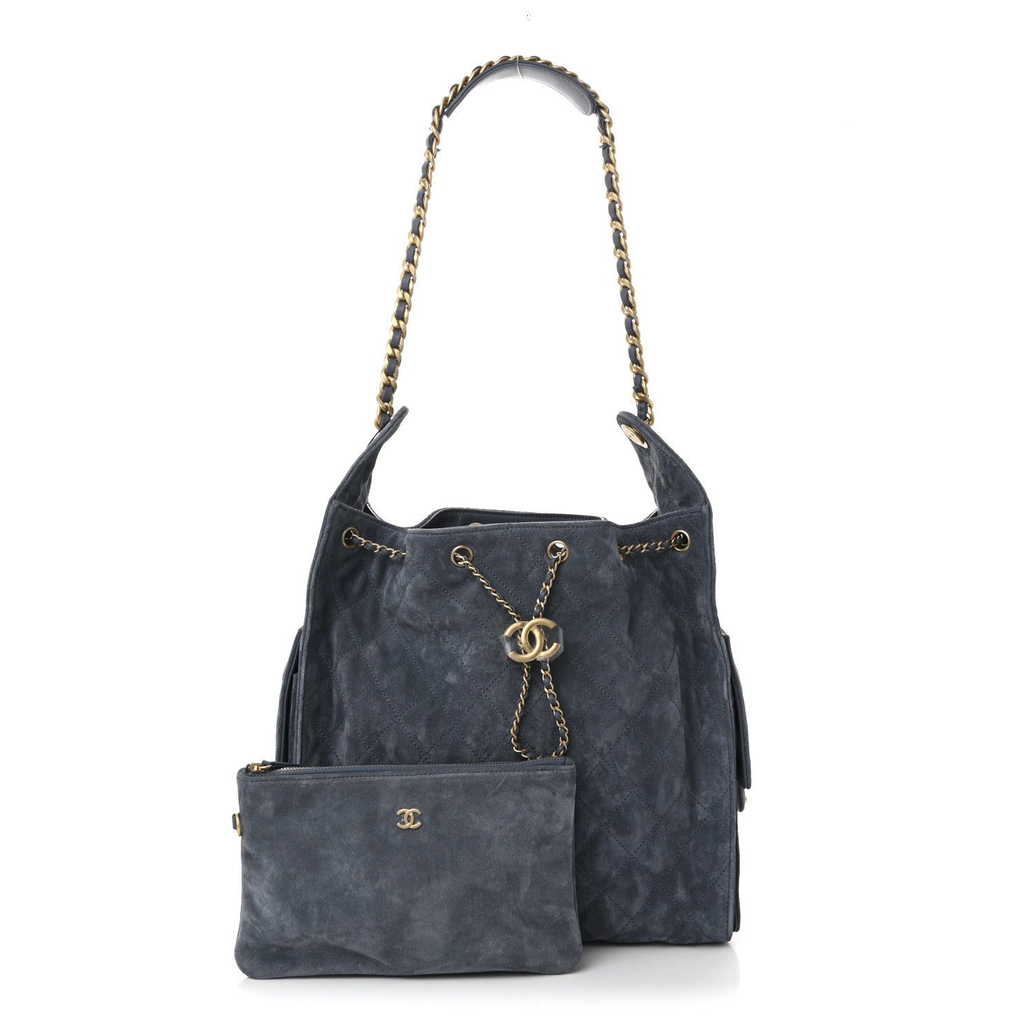 Chanel Suede Quilted Medium Chanel 25 Handbag Blue 3 of 12