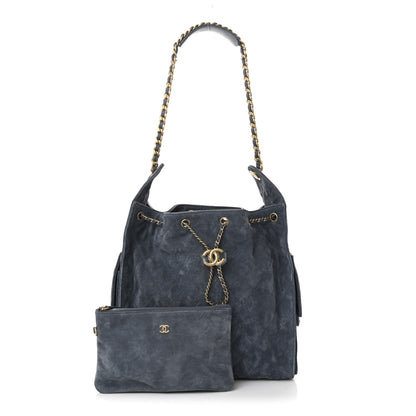 Chanel Suede Quilted Medium Chanel 25 Handbag Blue 3 of 12