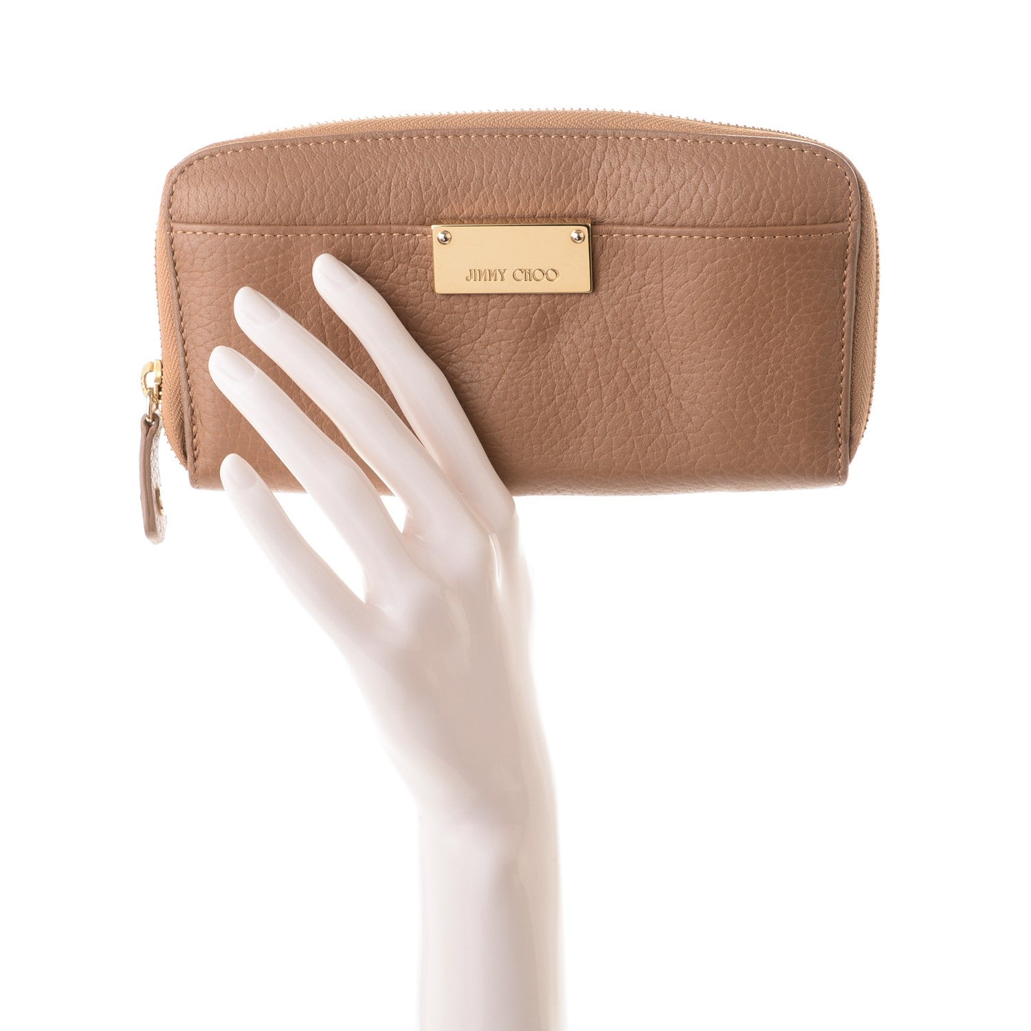 Jimmy Choo Grainy Calfskin Rush Wallet Clutch Nude 2 of 12