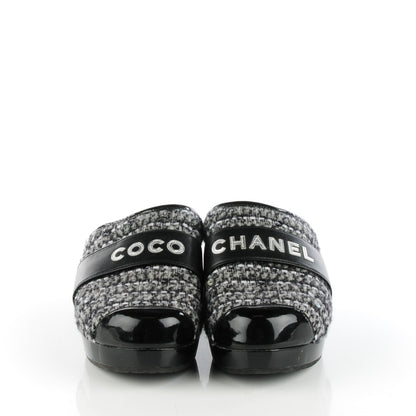 Chanel Patent Sequin Tweed Cap Toe Mules Black 38 2 of 8