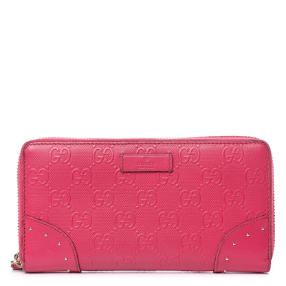 Gucci HIlary Lux GG Monogram Embossed Studded Zip Around Wallet Blossom 1 of 16