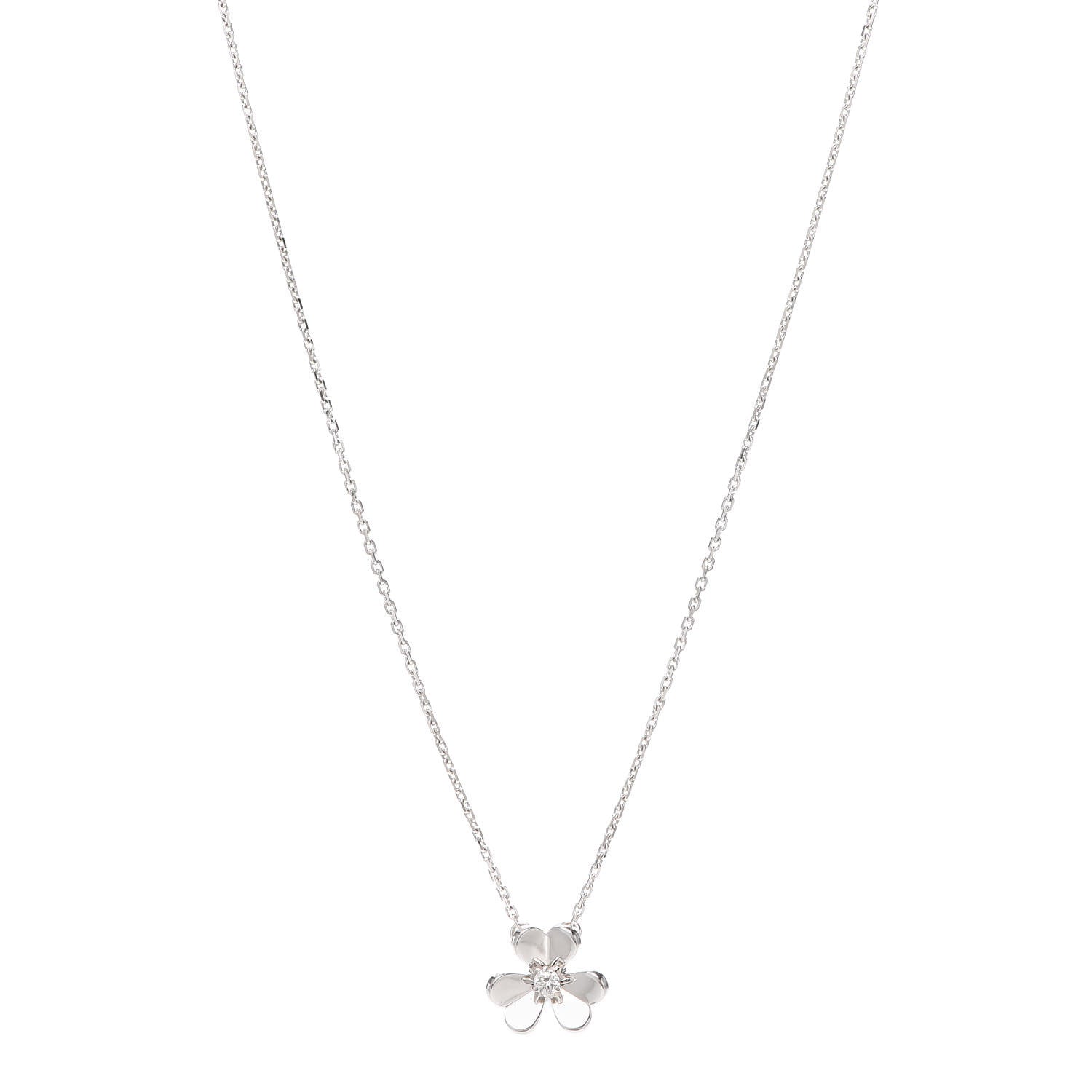 Van Cleef & Arpels 18K White Gold Diamond Mini Frivole Pendant Necklace 1 of 6