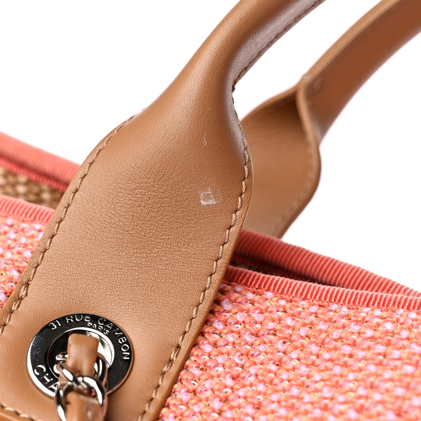 Mixed Fibers Large Shopping Bag Pink Beige