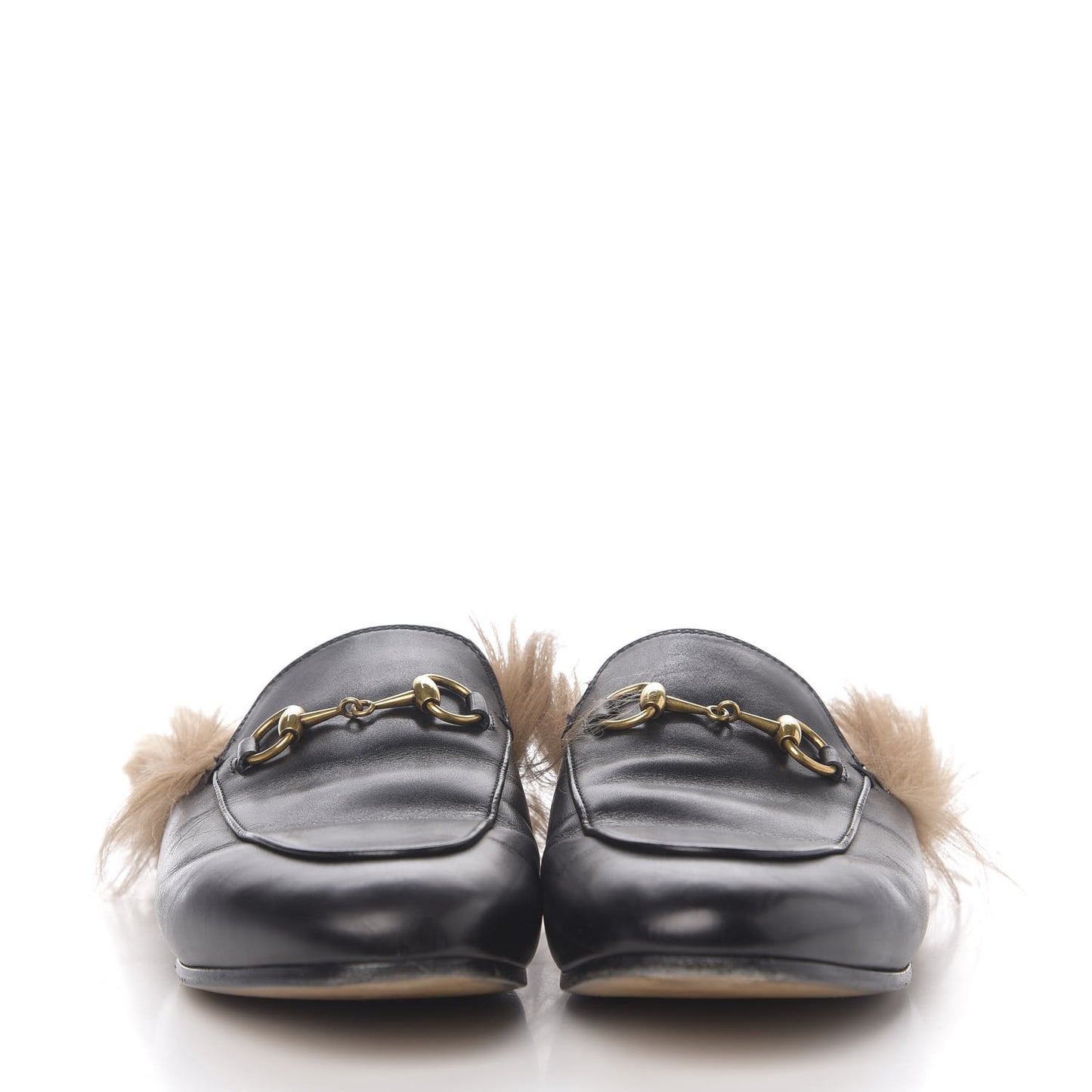 Calfskin Fur Womens Princetown Slippers 37.5 Black