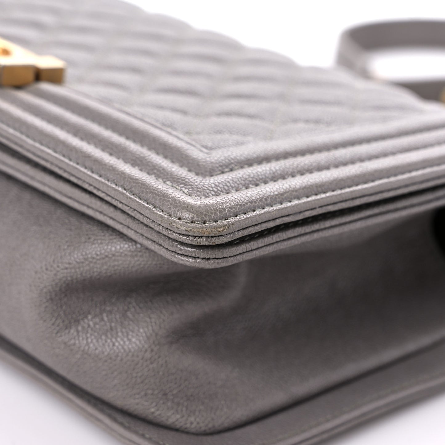 Caviar Quilted Medium Boy Flap Dark Beige