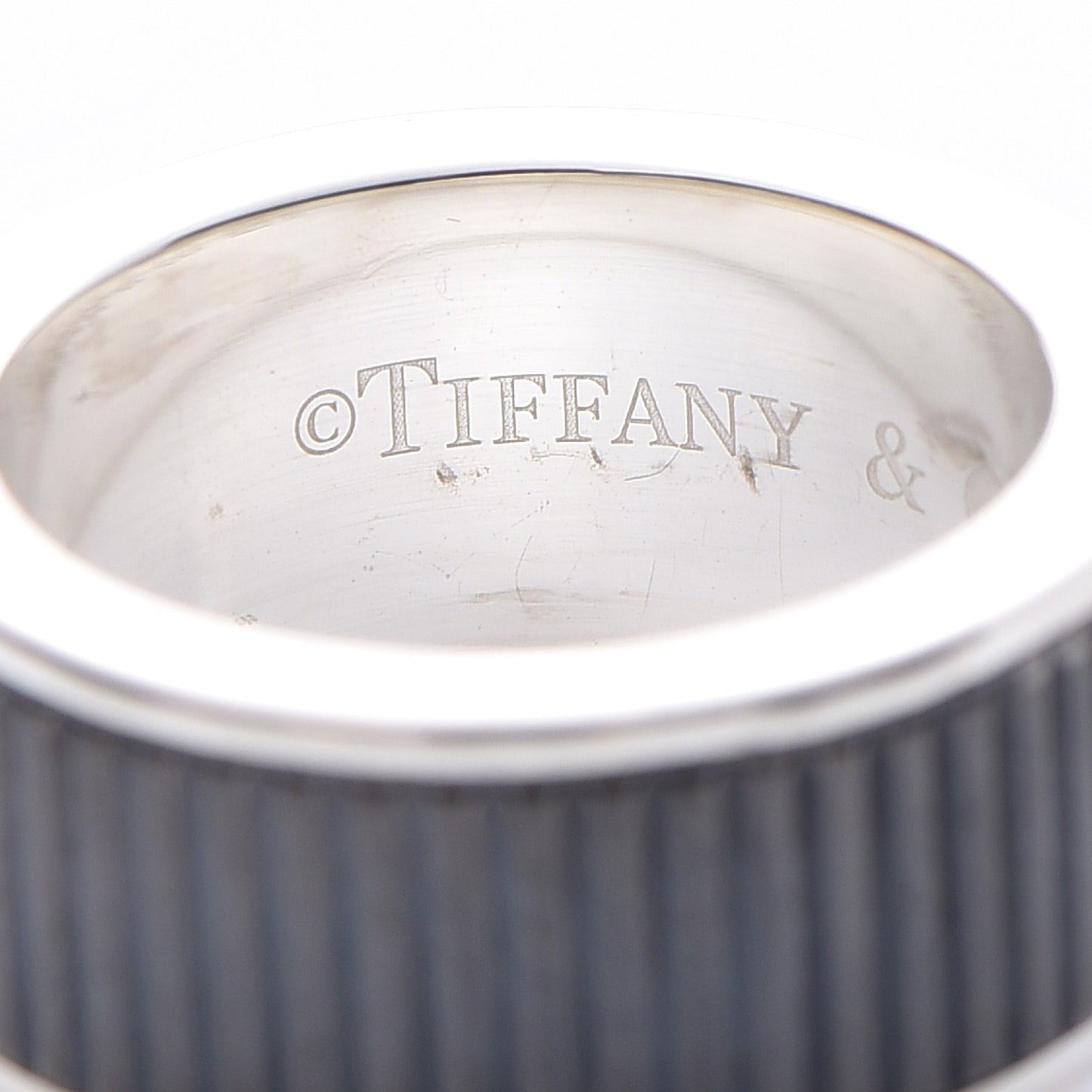 Sterling Silver 9mm Titanium Coin Edge Ring 5.75