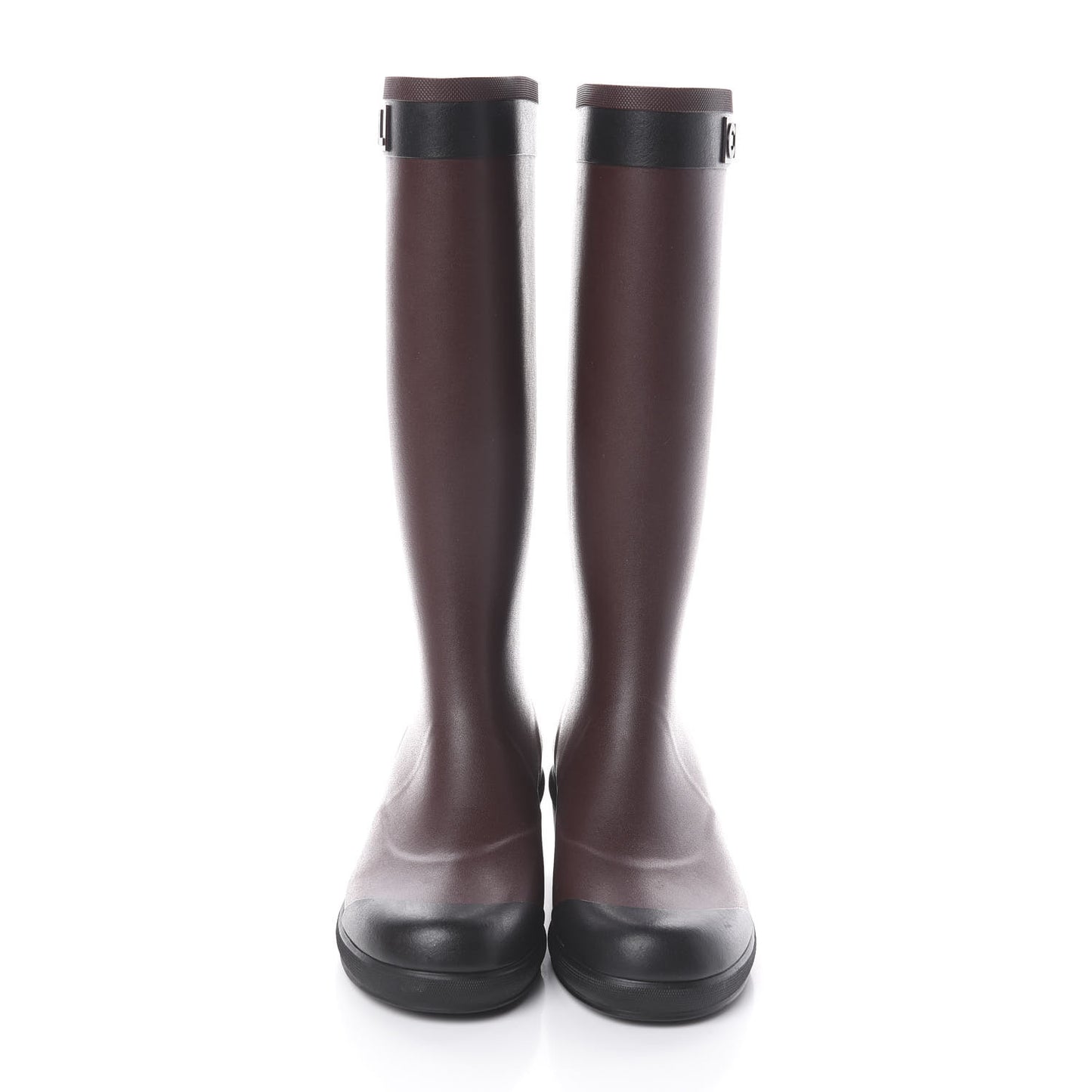 Rubber Logo Rain Boots 41 Burgundy Black