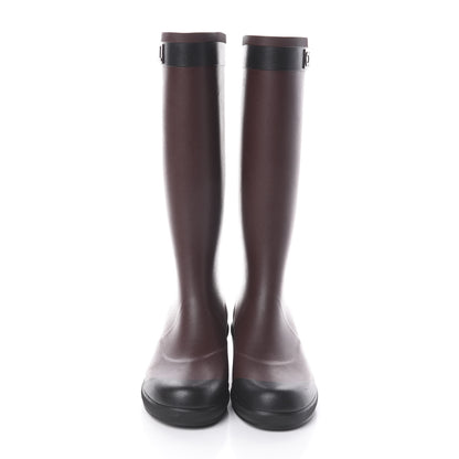 Chanel Rubber Logo Rain Boots 41 Burgundy Black 3 of 6
