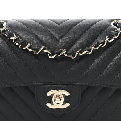 Chanel Caviar Chevron Quilted Small Double Flap Black 14 of 21