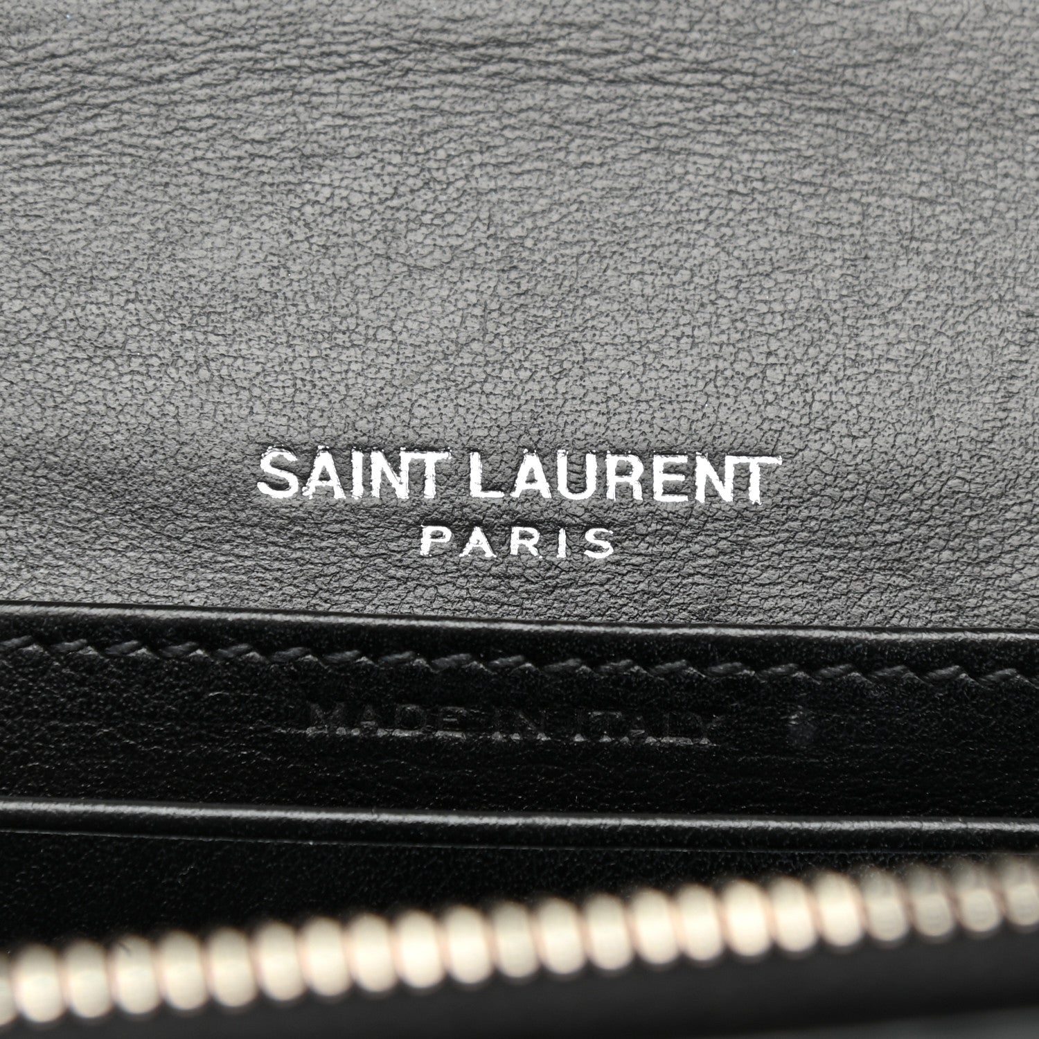 Saint Laurent Calfskin Crocodile Embossed Monogram Sunset Chain Wallet Black 6 of 10