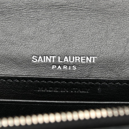 Saint Laurent Calfskin Crocodile Embossed Monogram Sunset Chain Wallet Black 6 of 10