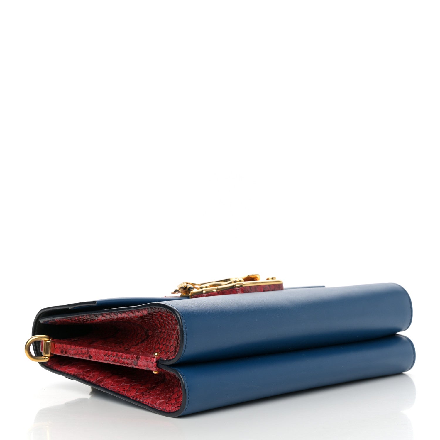 Dolce & Gabbana Calfskin Snakeskin Lucia Shoulder Bag Blue Red 4 of 15