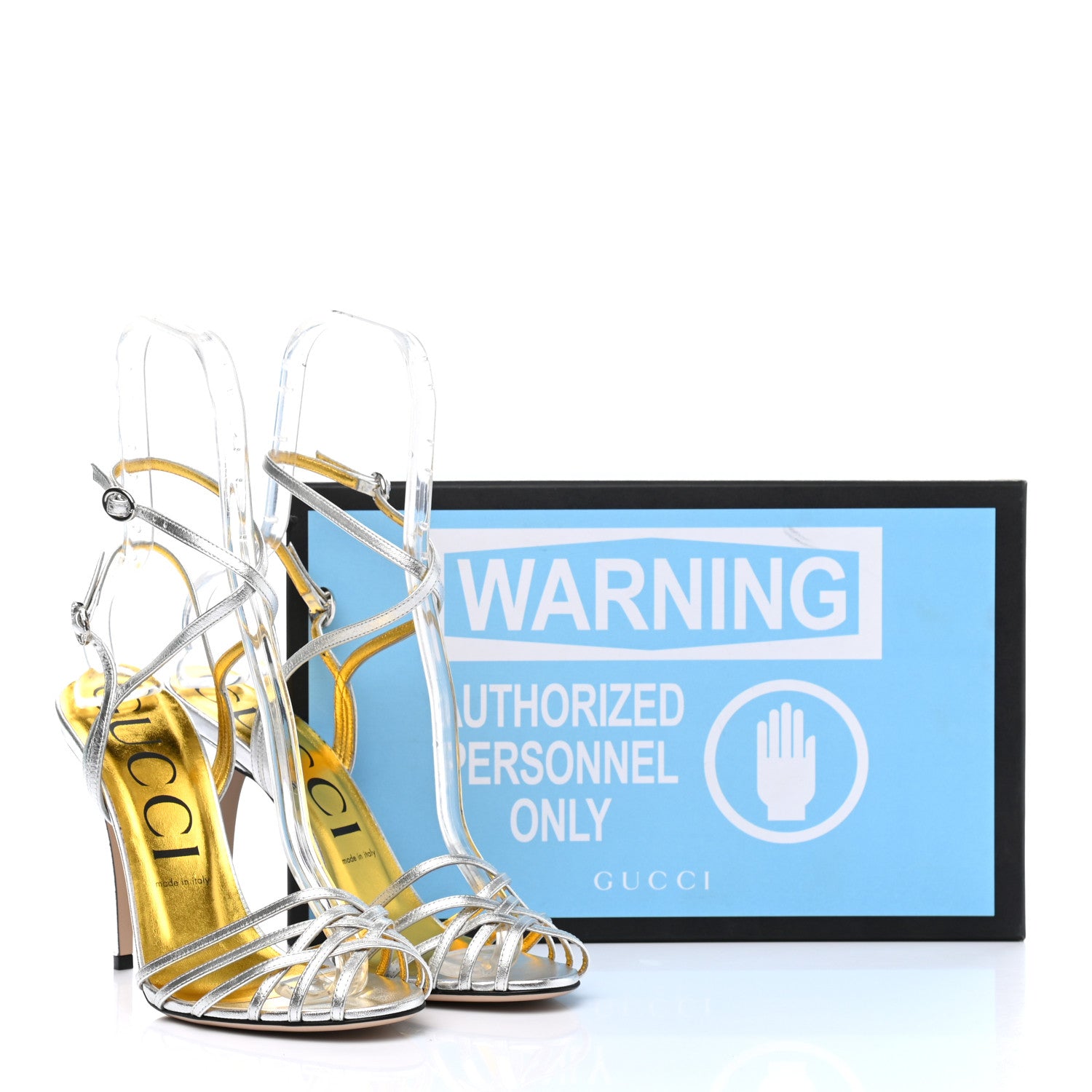 Gucci Vernice Crystal Draconia Ankle Strap High Heel Sandals 40.5 Silver 8 of 8
