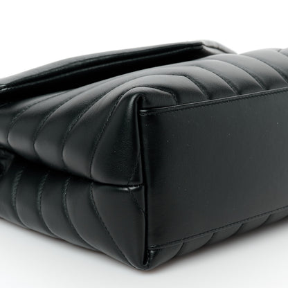 Saint Laurent Calfskin Y Quilted Monogram Small Loulou Chain Satchel Black 10 of 11