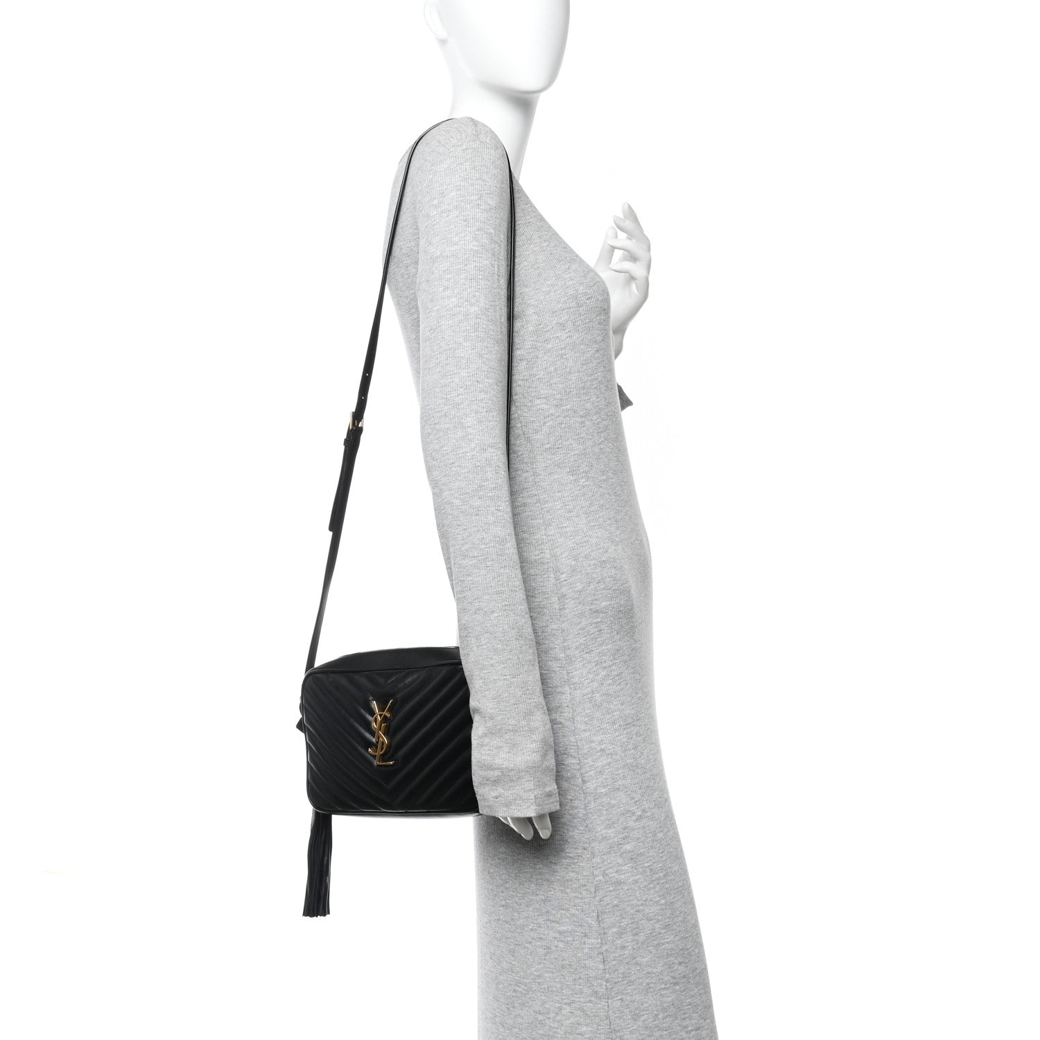 Saint Laurent Calfskin Matelasse Monogram Lou Camera Bag Black 3 of 10