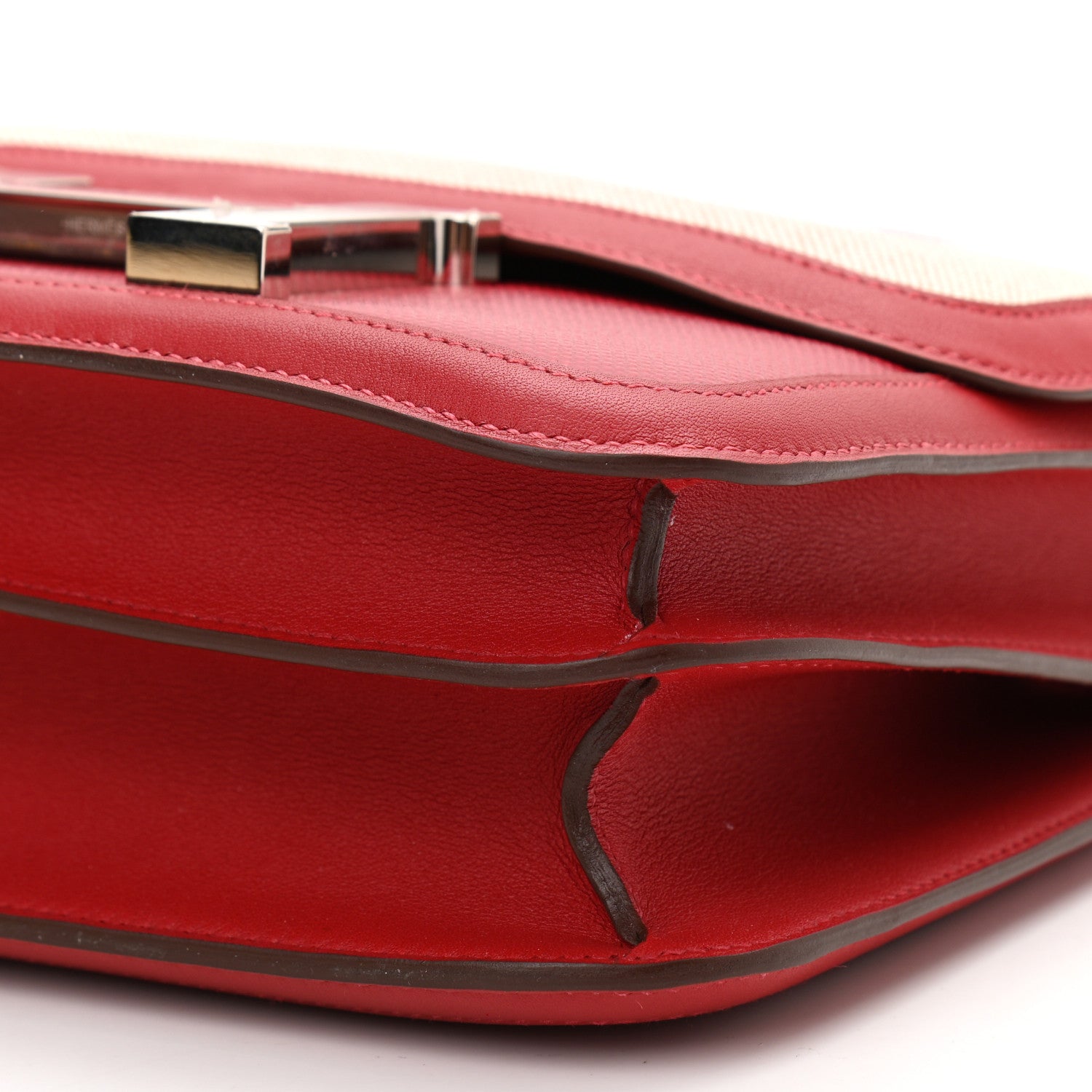Hermes Swift Toile H Berline Constance 24 Rouge Piment Ecru 10 of 11