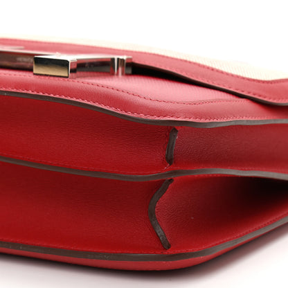 Hermes Swift Toile H Berline Constance 24 Rouge Piment Ecru 10 of 11