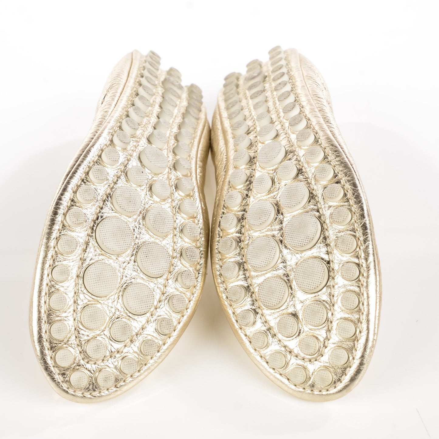 Metallic Calfskin Lemon Ballerina Flats 36.5 Gold
