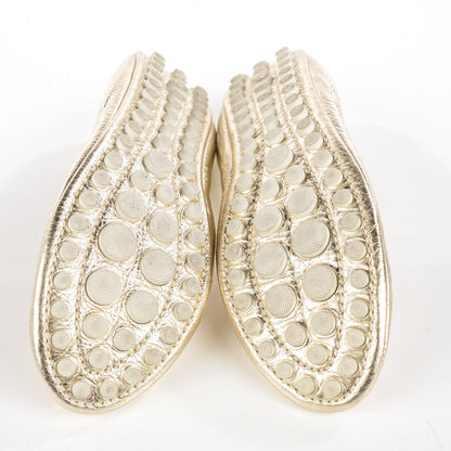 Louis Vuitton Metallic Calfskin Lemon Ballerina Flats 36.5 Gold 5 of 7