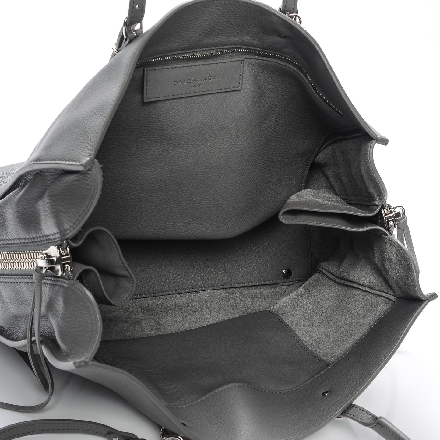 Veau Papier B4 Zip Around Tote Gris Acier