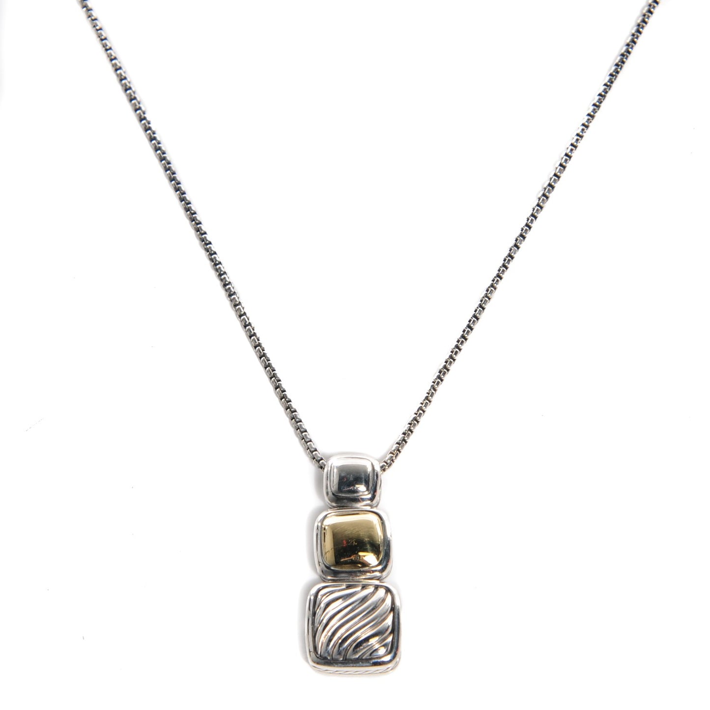 Sterling Silver 18K Yellow Gold Triple Drop Cable Albion Necklace