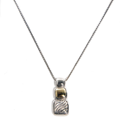 David Yurman Sterling Silver 18K Yellow Gold Triple Drop Cable Albion Necklace 1 of 6