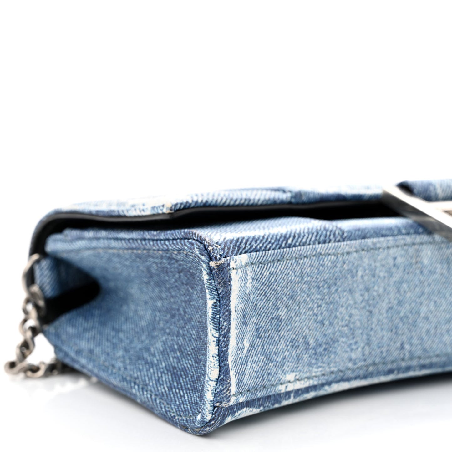 Nappa Denim Printed Hourglass Chain Bag Denim Blue