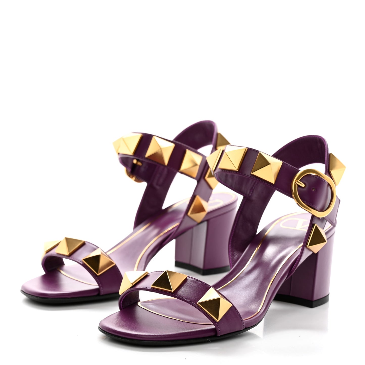 Calfskin Roman Stud 60mm Sandals 35 Prune