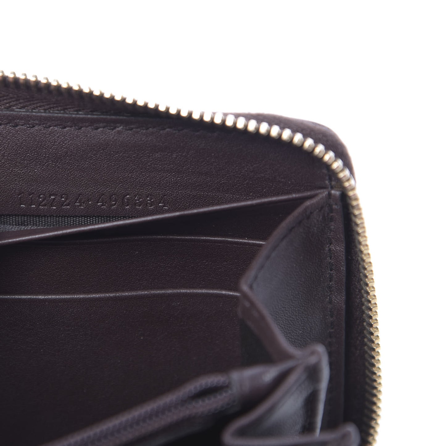 Guccissima Margaux Calfskin Metal Bar Zip Around Wallet Chocolate