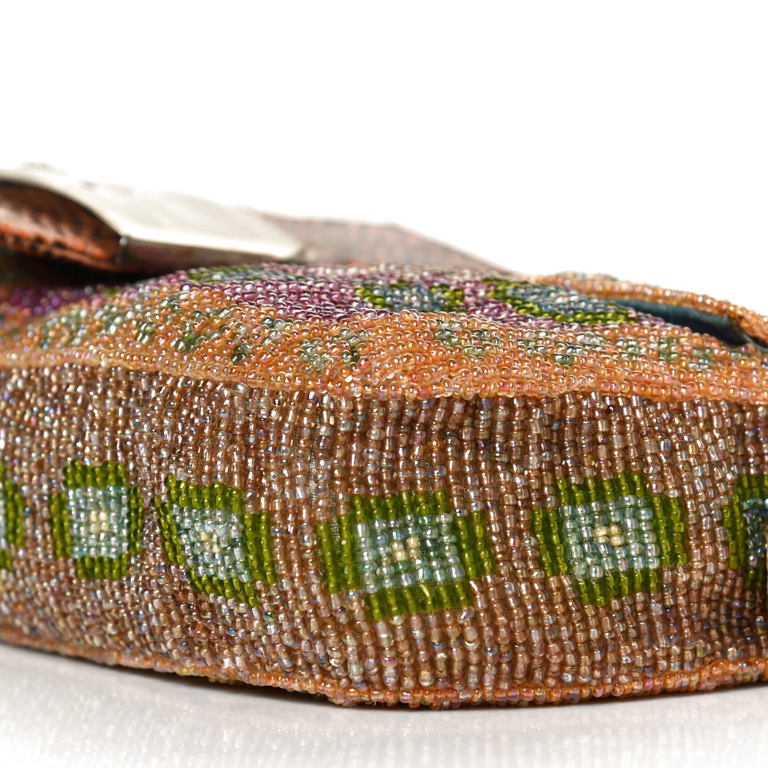 Fendi Wool Embroidered Beaded Lizard Baguette 9 of 12