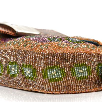 Fendi Wool Embroidered Beaded Lizard Baguette 9 of 12