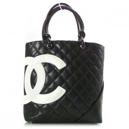 Chanel Calfskin Quilted Medium Cambon Tote Black White 1 of 13