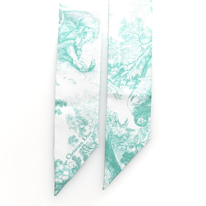 Christian Dior Silk Toile De Jouy Mitzah Scarf Green 2 of 4
