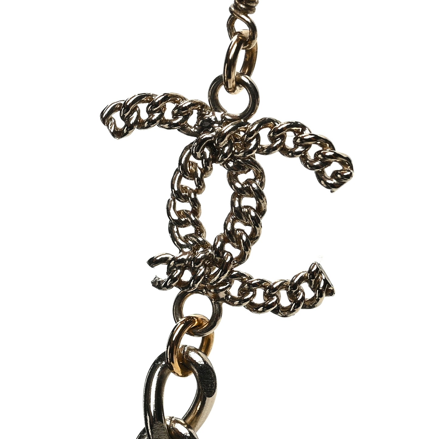 Pearl Crystal CC Heart Multi Strand Necklace Gold