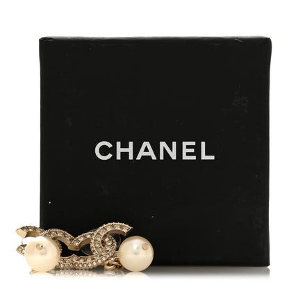 Chanel Crystal Pearl CC Drop Earrings Gold 5 of 5